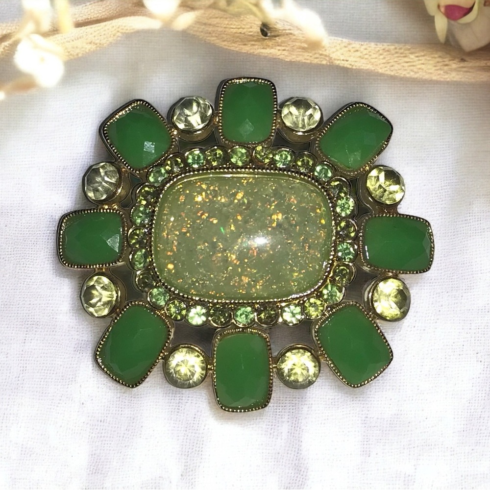 Large Unsigned Green Brooch